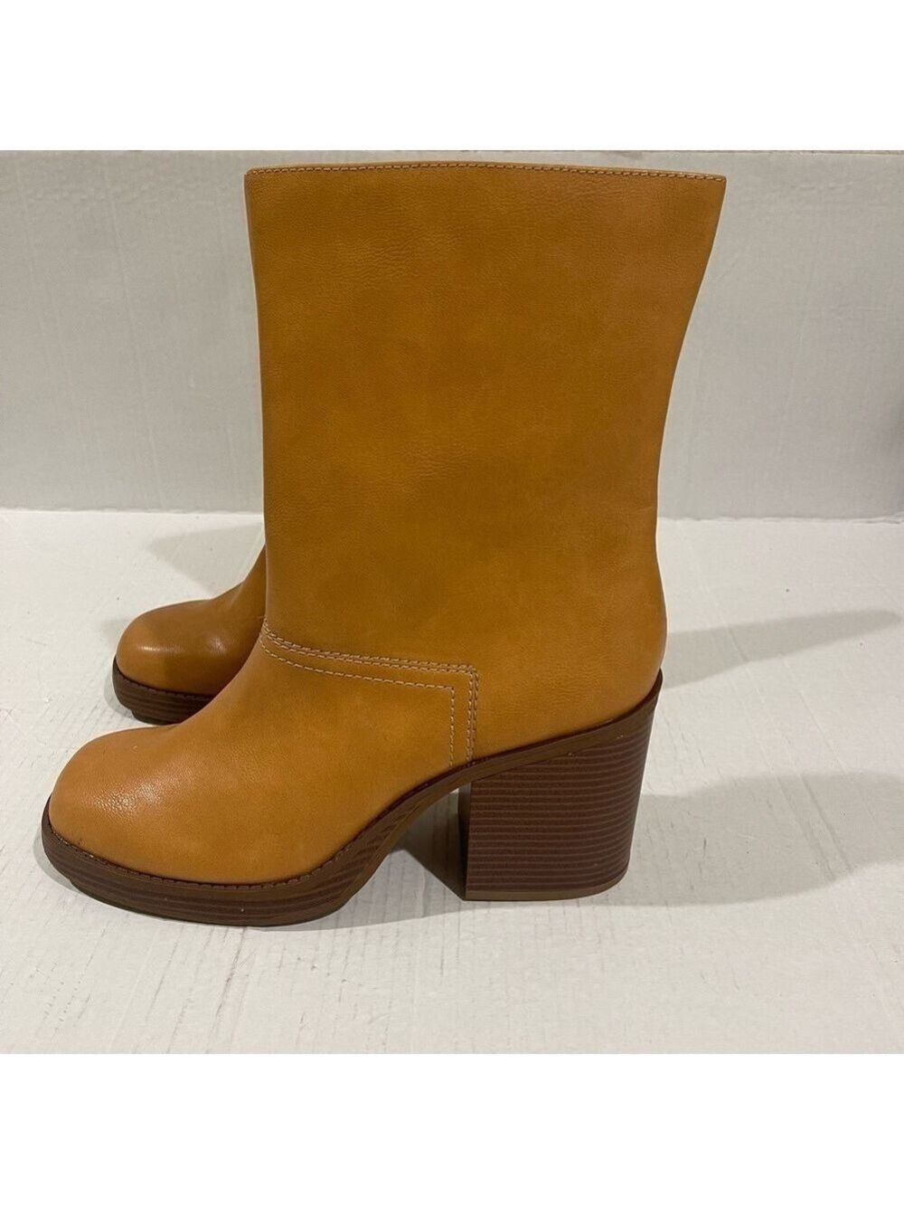 Women’s Sun Stone Brown Faux Leather Heel Boots Size 11 US! - Picture 3 of 8